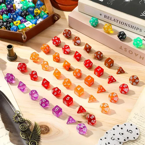 Vista 6 de 105 piezas, conjuntos de dados a granel, dados poliédricos con bolsa con cordón, juego de mesa de rol múltiple D4 D6 D8 D10 D% D12 D20