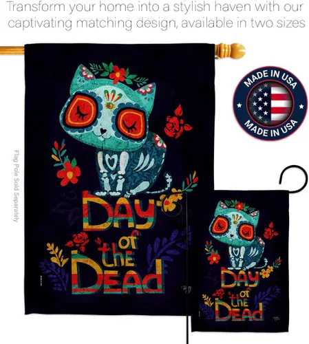Vista 4 de Dia De Los Muertos Decoraciones Otoño Día de Muertos Decoración Habitación Hogar Mexico Mexicanos Ourdoor Interior Halloween Bandera Tapiz Césped
