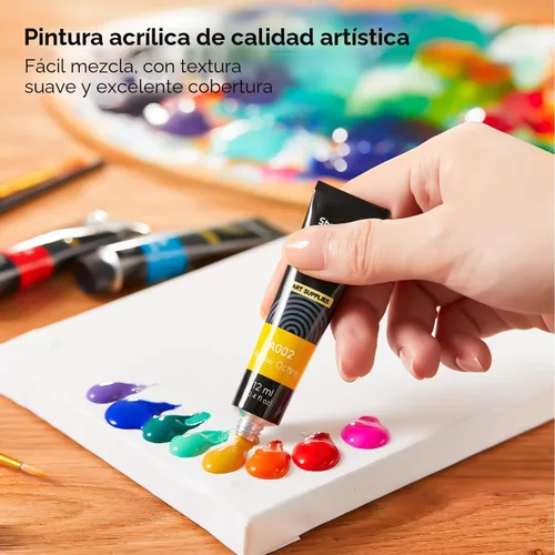 Vista 5 de Shuttle Art Juego de pintura acrílica, tubos de 15 x 0.4 fl oz, calidad de artista, pigmentos ricos no tóxicos, colores perfectos para niños