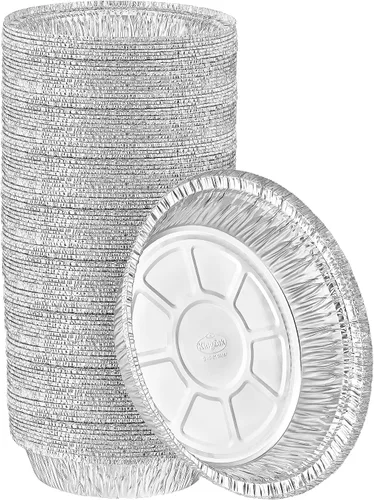 Vista 7 de Nicole Home Collection Sartenes de aluminio 7” Redondas desechables con tapas de papel de aluminio (paquete de 50) – Sartenes desechables redondas