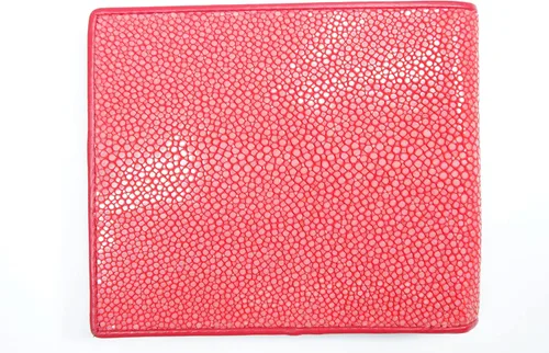 Vista 4 de Pelgio Cartera plegable de piel de Stingray Shagreen pulida genuina, Rojo Carrmine, Plegable