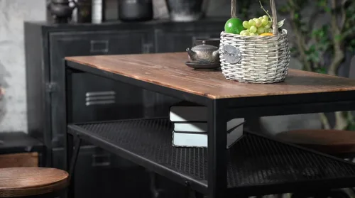 Vista 7 de Mesa de bar de 47 pulgadas de alto, mesa de bar de altura de barra, mesa de bar para sofá, mesa de centro rectangular para cocina y comedor, tubo