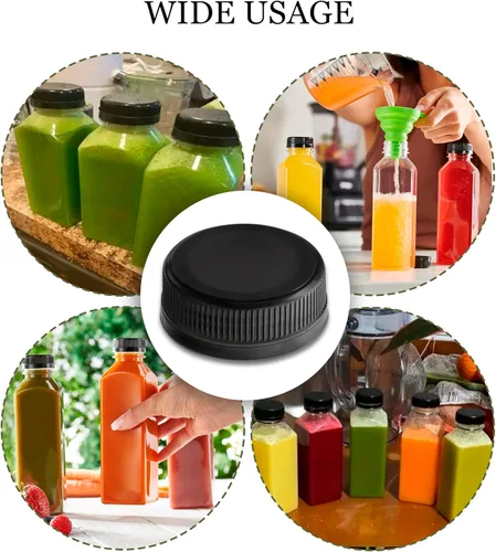 Vista 6 de Paquete de 25 tapas negras para botellas de 1.5 pulgadas, tapas de repuesto de plástico para botellas de 1.496 in, tapas de repuesto de plástico