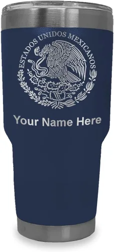 Vista 31 de LaserGram - Vaso personalizado de 20 onzas, bandera de México (negro)