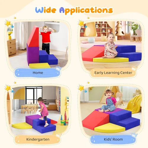 Vista 6 de Lischwert Bloques de escalada de espuma para niños pequeños de 1 a 3 años, juego suave de 4 piezas con juguetes de exploración para gatear, bloques