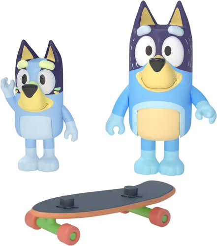 Vista 5 de Bluey, En patineta, 2.5 pulgadas y papá 3.27 pulgadas, paquete de 2, multicolor (13042)