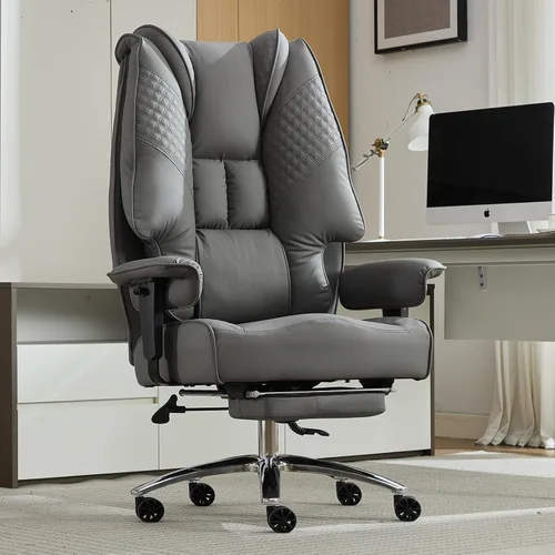 Vista 16 de EXCEBET Silla de oficina grande y alta con reposapiés, silla de oficina ejecutiva de piel sintética con respaldo alto de 400 libras, sillas