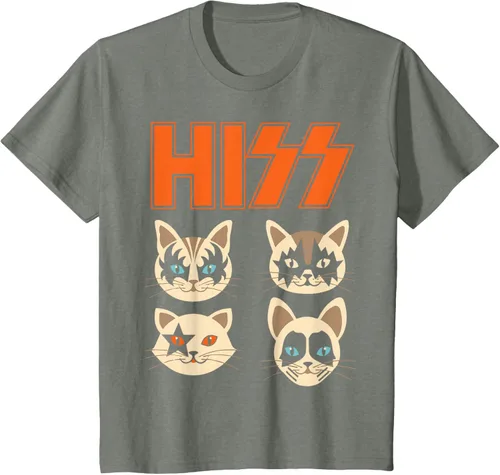 Vista 99 de Camiseta Hiss Funny Cats Kittens Rock Rockin, Negro