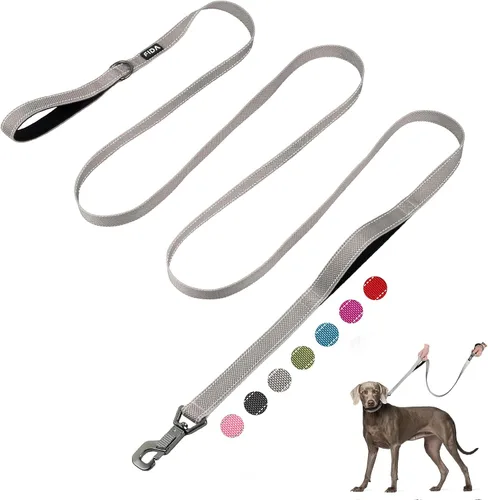 Vista 10 de Fida Correa resistente de 4 pies para perro con 2 cómodas asas acolchadas, asa de tráfico y gancho avanzado de fácil presión, correa reflectante