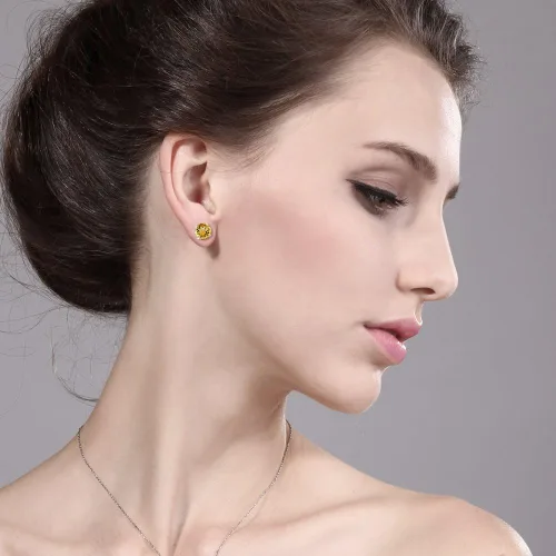 Vista 61 de Gem Stone King Aretes redondos de plata de ley 925 con piedra natal de 0.236 in para mujer
