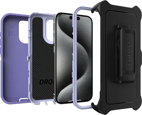 Vista 4 de OtterBox Funda para iPhone 15 Pro (solamente) Defender Series - Mountain Majesty (púrpura), sin pantalla, resistente y duradera, con protección