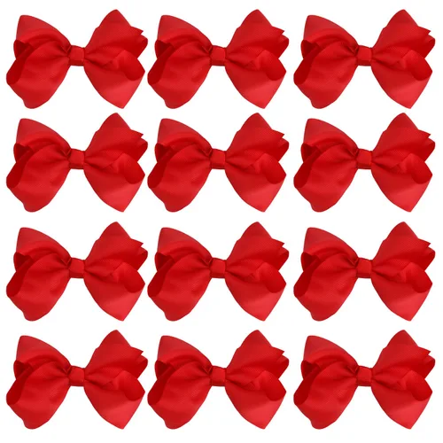 Vista 14 de Lazos para el cabello de 4 pulgadas para niñas y bebés, 12 unidades, color sólido (verde manzana)