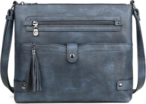 Vista 7 de FADEON Bolsos cruzados grandes para mujer, bolso cruzado de cuero de diseñador, bolso de hombro con múltiples bolsillos