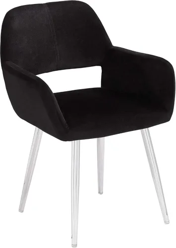 Vista 3 de 55 Downing Street Silla de comedor moderna de tela negra Martin