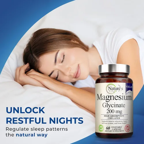 Vista 6 de Nature's Potent Glicinato de magnesio 200 mg Magnesio quelado de alta absorción Apoyo para dormir, calma y calambres musculares Suplemento
