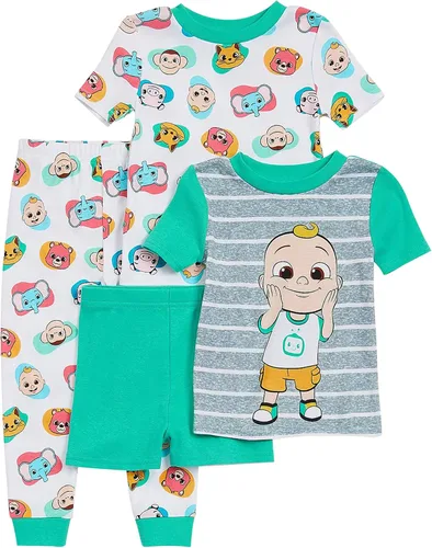 Vista 6 de CoComelon Conjunto de pijama de algodón ajustado de 4 piezas para niños pequeños