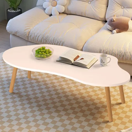 Vista 4 de Mesa de centro pequeña, en forma de nube, mesa baja con nubes irregulares, mesa auxiliar de madera para sofá, mesa de té moderna de mediados