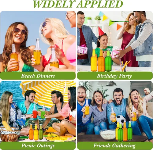 Vista 7 de Patelai 24 botellas de vino de plástico con tapas de 11 onzas de cuello largo, botellas de plástico de cuarto de galón con tapas de rosca