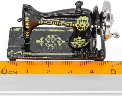 Vista 4 de Odoria 1/12 máquina de coser en miniatura accesorios de decoración de casa de muñecas, negro