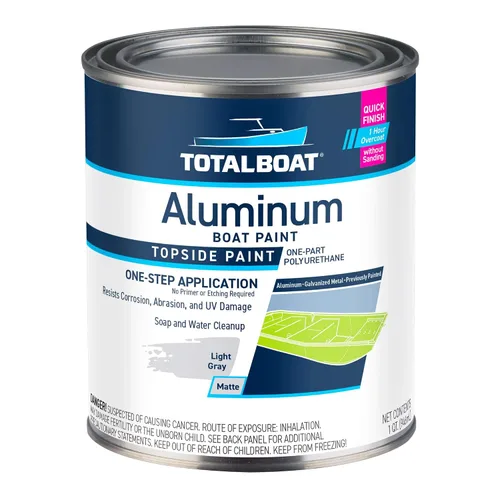 Vista 18 de TotalBoat Pintura de aluminio para lanchas, barcos bajos, botes, botes anfibios, barcos Jon y pontones (Verde Ejército, Quart)