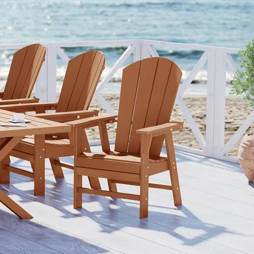 Vista 10 de WestinTrends Malibu Outdoor Patio HDPE Adirondack Silla de comedor para patio, color negro