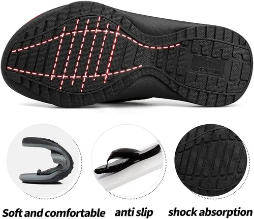 Vista 2 de MGGMOKAY Sandalias cómodas para hombre, con soporte de arco, sandalias casuales con correa en T para hombre, sandalias de verano para la playa