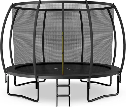 Vista 10 de Goplus Trampolines recreativos de 8 pies, 10 pies, 12 pies, 400 libras, trampolín para exteriores con cierre, escalera antideslizante, tecnología