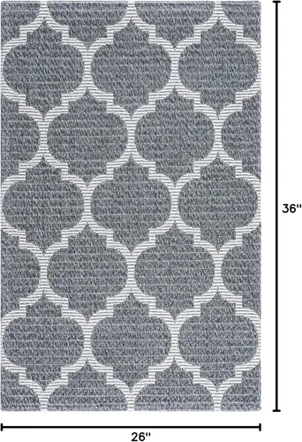 Vista 2 de Unique Loom Decatur Collection Trellis - Alfombra geométrica y moderna (2 pies 2 pulgadas x 3 pies 0 pulgadas, rectangular, gris oscuro/marfil)