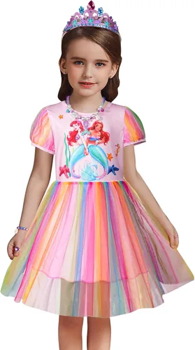Vista 3 de Little Girls Mermaid Dress Mermaid Costume Princess Dress up Clothes Dress Short Sleeve for 3-8 Years