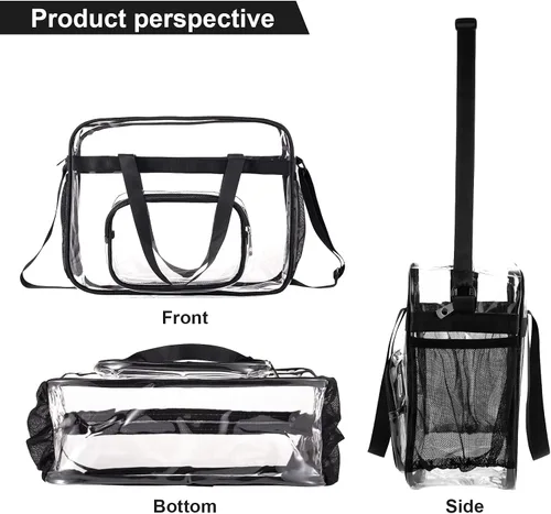 Vista 3 de Bolsas transparentes aprobadas para estadios, bolsa transparente + correa para el hombro, bolsa transparente grande