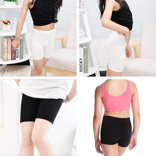 Vista 2 de Pantalones cortos de baile para debajo del vestido, paquete de 6 pantalones cortos de ciclismo para niñas, pantalones cortos negros debajo