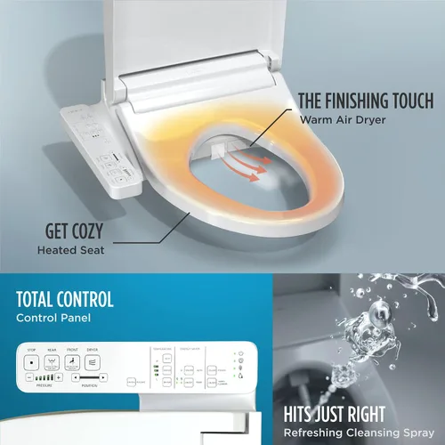Vista 2 de TOTO® WASHLET® KC2 Asiento electrónico para bidé con asiento calefactado y tapa de cierre suave, redondo, blanco algodón - SW3023#01