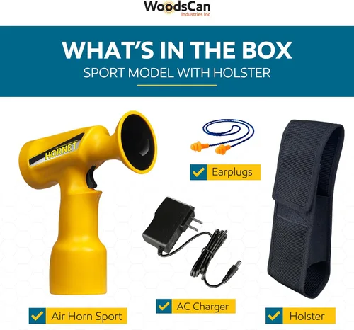 Vista 2 de WoodsCan Hornet Sport - Bocina de aire eléctrica recargable, 121 dB ultra fuerte, sin gas comprimido, bocina de seguridad de mano para emergencias