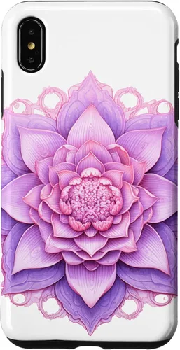 Vista 7 de iPhone 14 Lotus Flower Mandala Circle Rosa Mujeres Yoga Meditación Caso