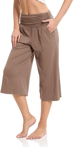 Vista 3 de JZC Women's Pajama Bottoms High Waisted Capri Pants Wide Leg Yoga Pants with Pockets Palazzo Pants for Women