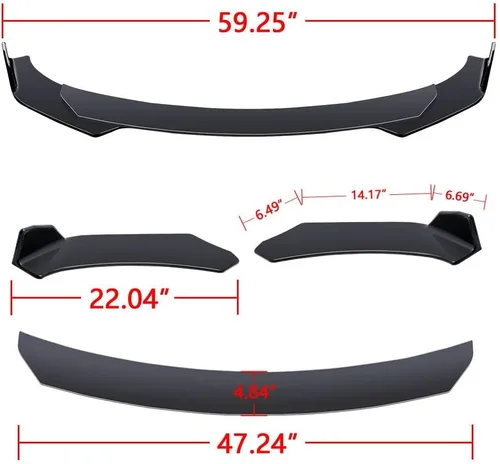 Vista 7 de x xotic tech Labio Universal para Parachoques Delantero Alerón de Barbilla Divisor Difusor Protector de Ala Moldura Kit de Carrocería de Coche