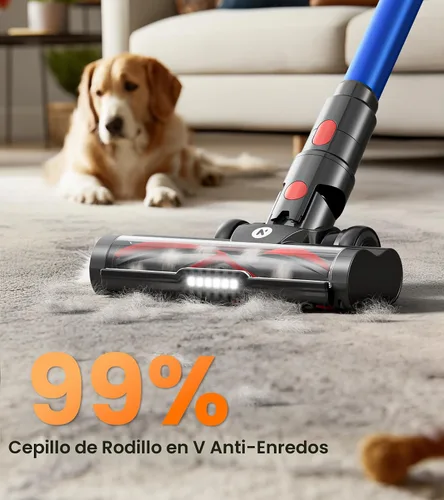 Vista 5 de NADALY Aspiradora inalámbrica, 550 W, 45 kPa, 65 minutos, aspiradora para el hogar, aspiradora de palo con pantalla LED, antienredos, autoportante