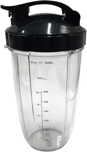 Vista 2 de JOYSTAR 2 piezas de repuesto de 32 onzas con tapa abatible para llevar, compatible con Nutribullet Prime/balance/Lean/Max/select con licuadora