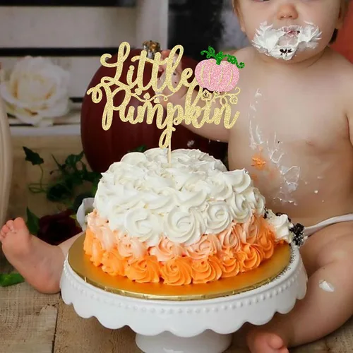 Vista 7 de Gyufise Decoración para pastel de calabaza pequeña, decoración de pastel de calabaza, baby shower, decoración para tartas temáticas de otoño, baby
