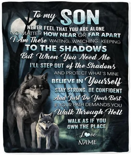 Vista 30 de Manta Personalizada "To My Son" de Mamá y Papá Regalos para Hijo que Va a la Universidad Cumpleaños Graduación Navidad Regalo Personalizado Manta