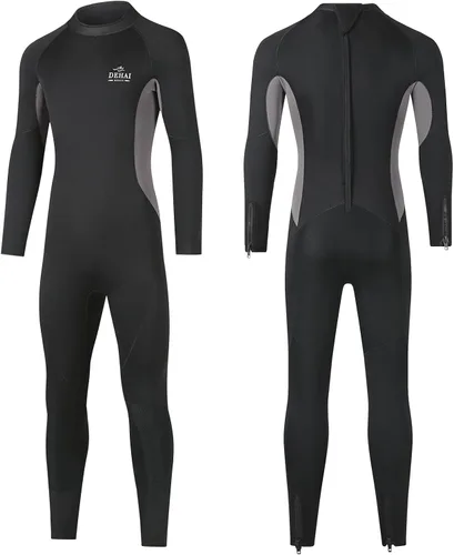 Vista 9 de DEHAI Traje de neopreno de 0.197 in para hombre, traje de neopreno para buceo, manga larga, cremallera trasera, cuerpo completo, traje de baño