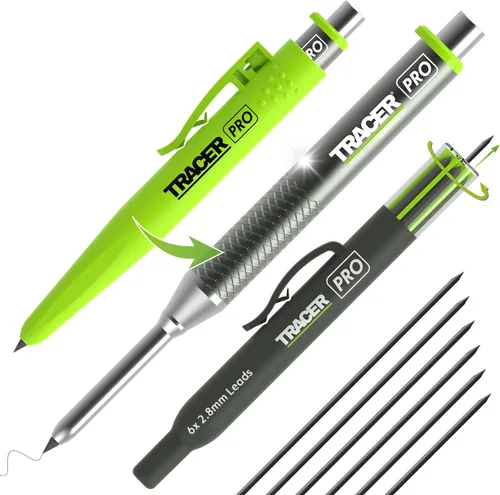 Vista 10 de Tracer Pro Series Lápiz de Precisión con 24 Minas de Repuesto de 1.3mm (0.051 in) y Fundas para Sitio - Kit de Marcado de Precisión de Aluminio