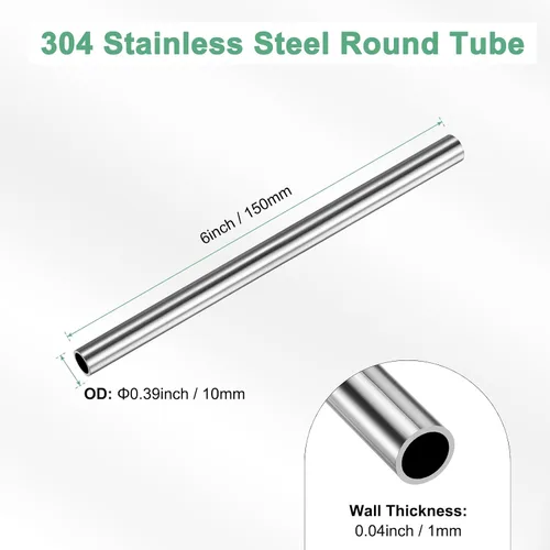 Vista 3 de M METERXITY Tubo de acero inoxidable 304 de 5.906 in, 0.394 in de diámetro exterior de pared de 0.039 in de grosor, tubo de acero inoxidable sin
