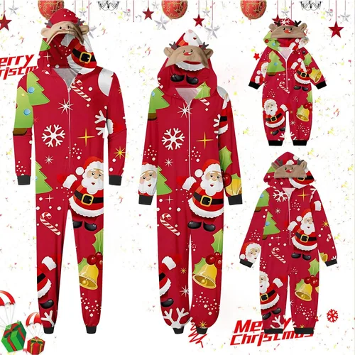 Vista 5 de PUTEARDAT Ladies Nightgowns,Fashionable Family Christmas Pajamas Set Cane Candy Gift Print Classic Matching Pajamas