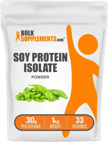 Vista 6 de BulkSupplements. com Polvo aislado de proteína de soja, polvo de proteína vegana, sin sabor, puro y sin gluten, 1.06 oz por porción, 17.64 oz