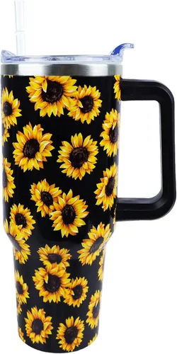 Vista 19 de Vaso de 40 onzas con asa y tapa con pajita a prueba de fugas Regalos inspiradores de cumpleaños del Día de la Madre para mujeres, hombres