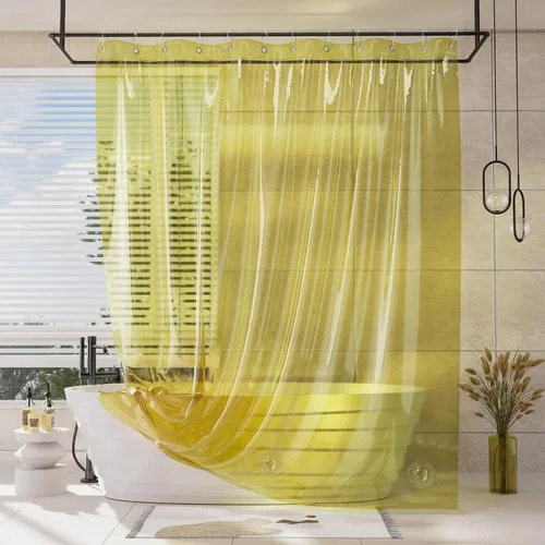 Vista 15 de AmazerBath Forro de cortina de ducha, 100% EVA, suave ámbar transparente, resistente, cortina de ducha y forro 2 en 1, 72 x 72 pulgadas, forro