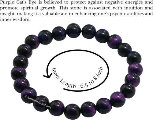 Vista 792 de Amazing Gemstone Pulsera de cristal para mujeres y hombres, pulsera de cristal curativo de protección, pulsera elástica con cuentas de piedras