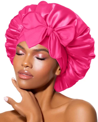Vista 39 de BONNET QUEEN - Gorro de seda para dormir de BONNET QUEEN, gorro de satén para dormir con banda de amarre ajustable, para cabello rizado, de una sola