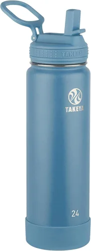 Vista 12 de Takeya Actives - Botella de agua con tapa con popote, duradera y de fácil cuidado, con aislamiento de acero inoxidable, tapa sin BPA con asa